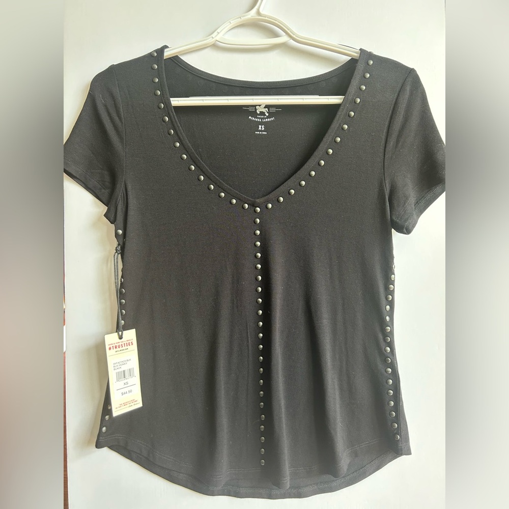 Idyllwind by Miranda Lambert Black Studded V-Neck Blouse